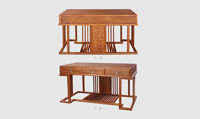 成都 别墅中式家居书房装修实木书桌效果图